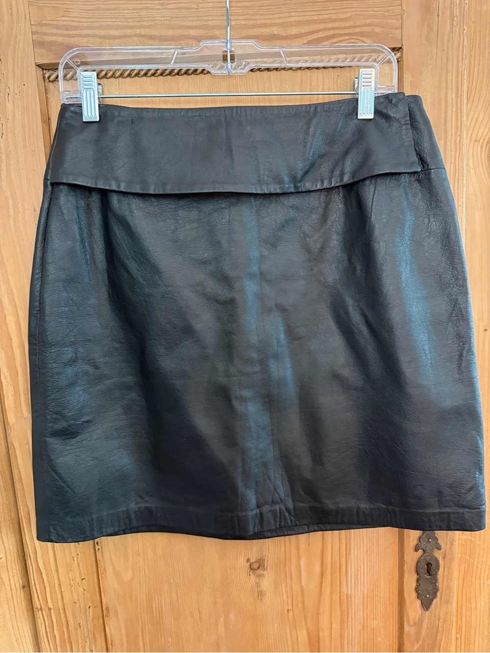 INC International Concepts Black Leather Mini Skirt